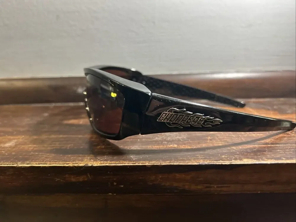 Mens Choppers Motorcycle Riding Outdoors Sports Fire Logo Sunglasses - Black C40